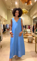 Vestido Paula Linho Azul