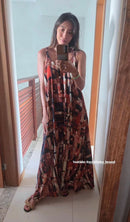 Vestido Alça Longo Estampa Detroit