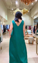 Vestido Paula Linho Verde Esmeralda
